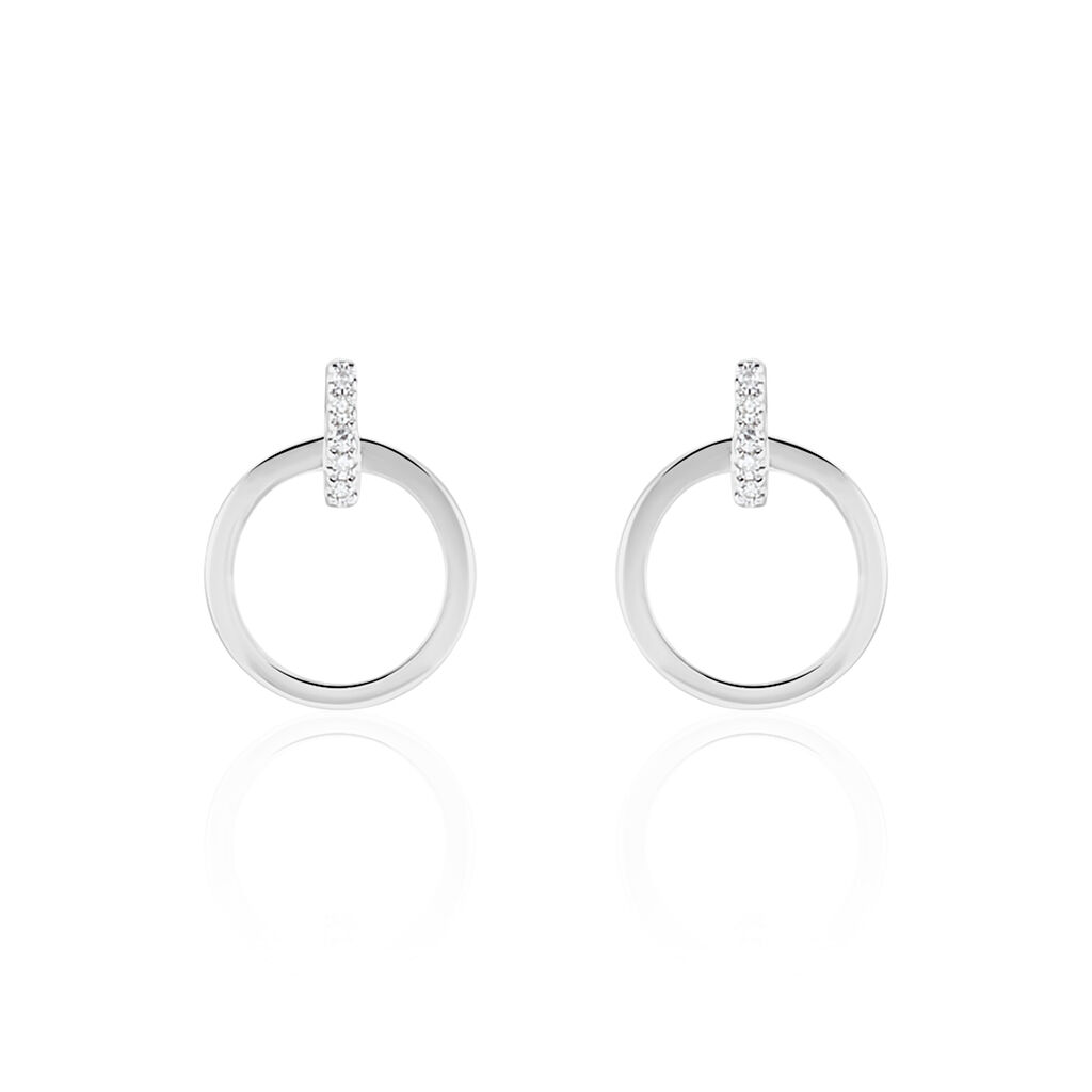 Boucles D'oreilles Puces Melissande Or Blanc Diamant - Clous d'oreilles Femme | Histoire d’Or