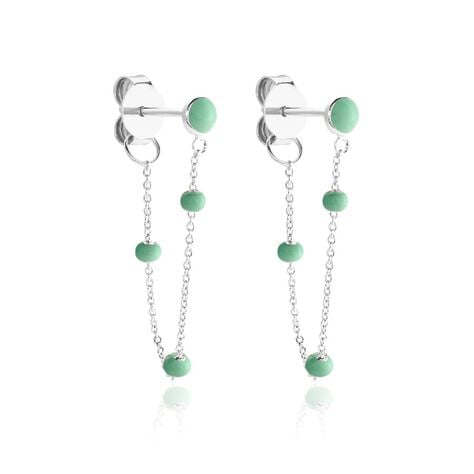 Boucles D'oreilles Pendantes Polka Argent Blanc - Boucles d'oreilles fantaisie Femme | Histoire d&rsquo;Or