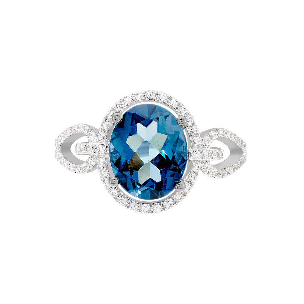 Bague Ayanna Or Blanc Topaze Et Oxyde De Zirconium - Bagues solitaires Femme | Histoire d’Or