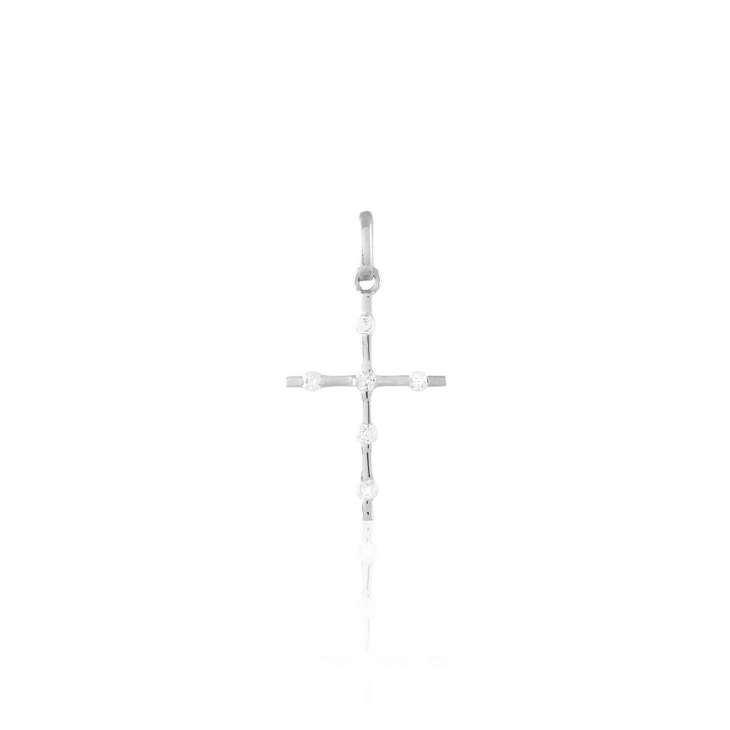 Pendentif Canice Croix Or Blanc Oxyde De Zirconium