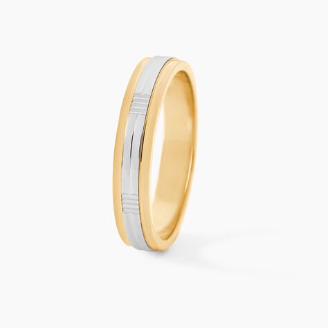 Alliance Or Bicolore Jaune / Blanc Sequana - Alliances 18 carats Unisex | Histoire d&rsquo;Or