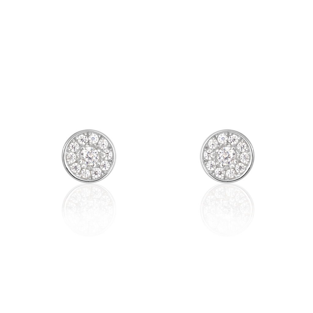 Boucles D'oreilles Puces Auxana Argent Blanc Oxyde De Zirconium - Boucles d'oreilles fantaisie Femme | Histoire d’Or