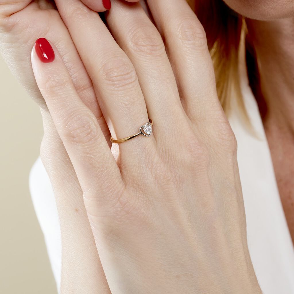Bague Or Bicolore Goulvena Oxyde De Zirconium - Bagues solitaires Femme | Histoire d’Or