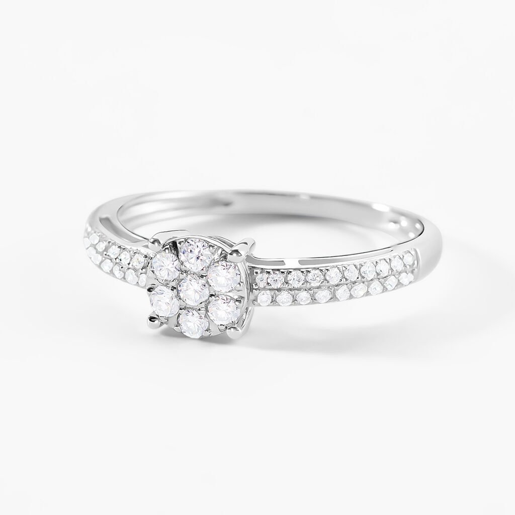 Bague Julia Ld Platine Blanc Diamant Synthétique - Bagues avec pierre Femme | Histoire d’Or