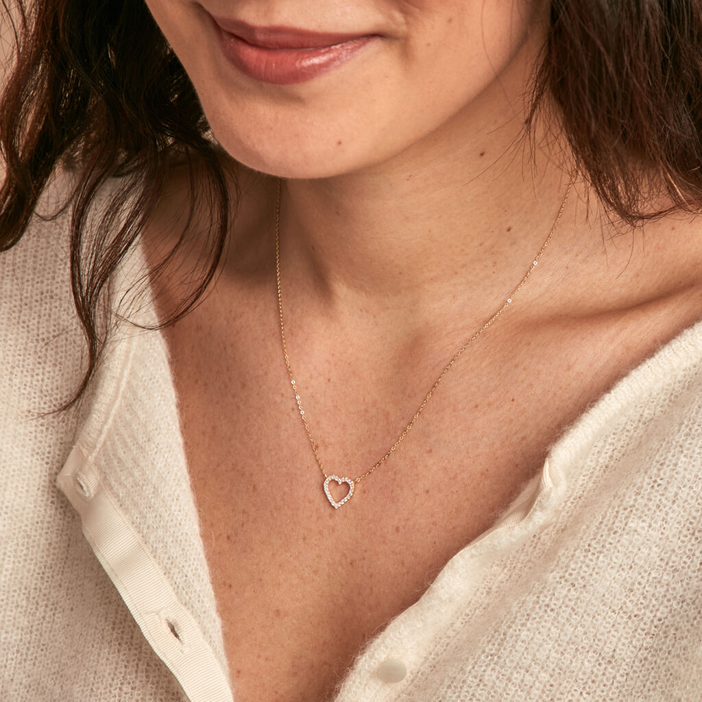 Collier Or Jaune Ansel Oxyde De Zirconium - Colliers Femme | Histoire d’Or