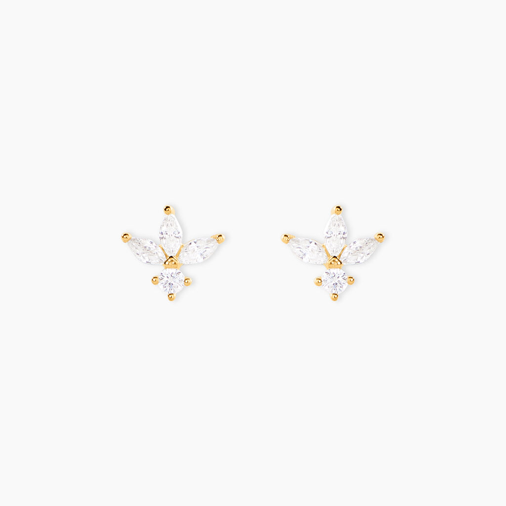 Boucles D'Oreilles Puces Daithi Or Jaune Oxyde De Zirconium