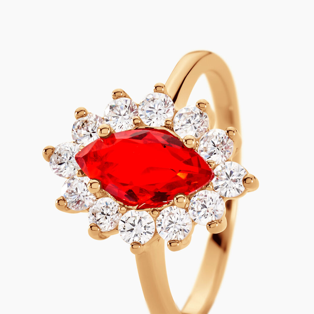 Bague Lisea Plaqu&eacute; Or Jaune Verre Et Oxyde De Zirconium - Bagues solitaires Femme | Histoire d&rsquo;Or