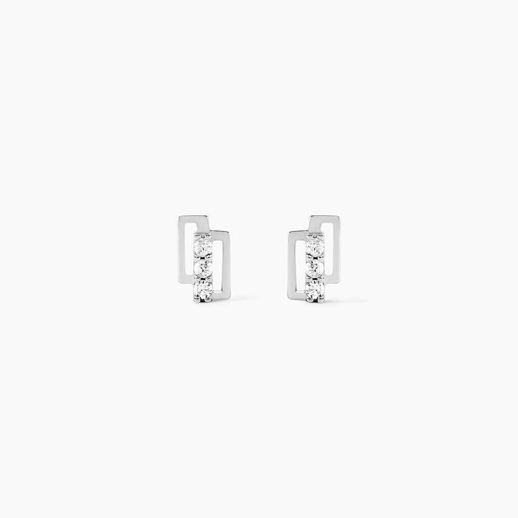 Boucles D'oreilles Puces Youssa Barrettes Or Blanc Oxyde De Zirconium - Clous d'oreilles Femme | Histoire d&rsquo;Or