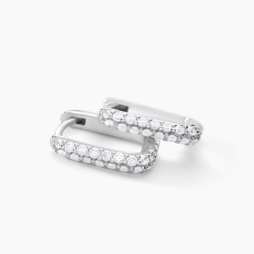 Creoles Rio Argent Blanc Oxyde De Zirconium - Boucles d'oreilles cr&eacute;oles Femme | Histoire d&rsquo;Or