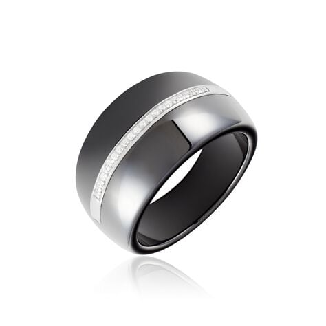 Bague Ceramik Design Argent Blanc Oxyde De Zirconium Et C&eacute;ramique - Bagues avec pierre Femme | Histoire d&rsquo;Or