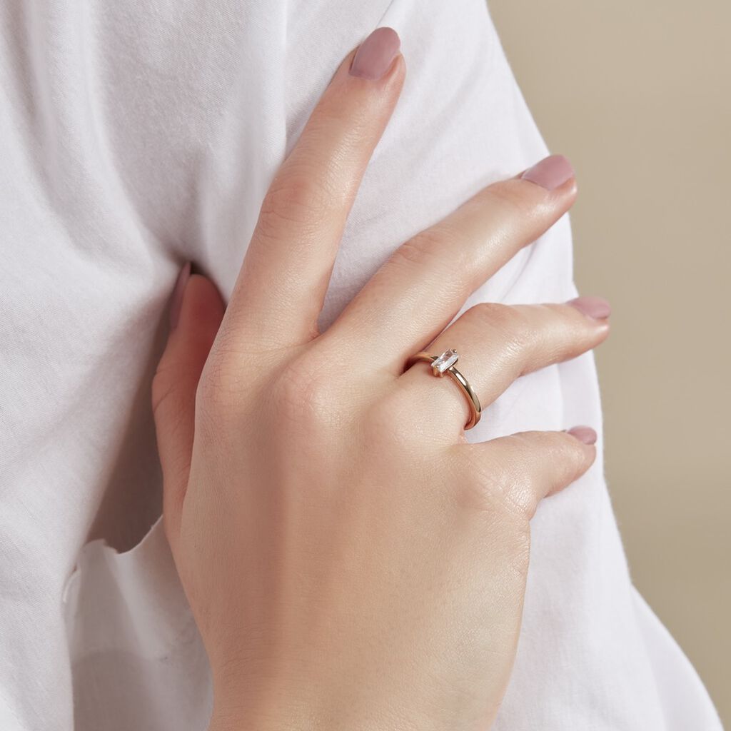 Bague Nila Plaqué Or Jaune Oxyde De Zirconium - Bagues solitaires Femme | Histoire d’Or
