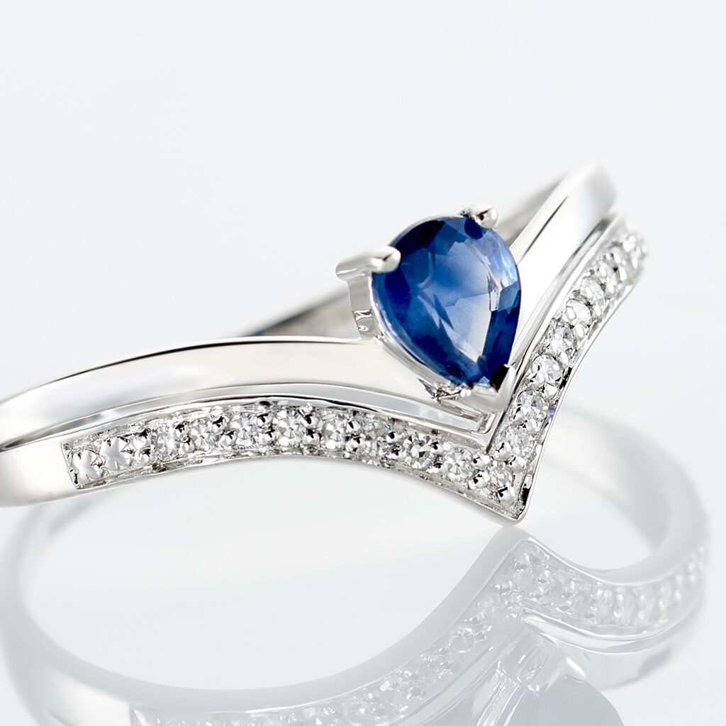 Bague Pasqualina Or Blanc Saphir Et Diamant - Bagues solitaires Femme | Histoire d’Or