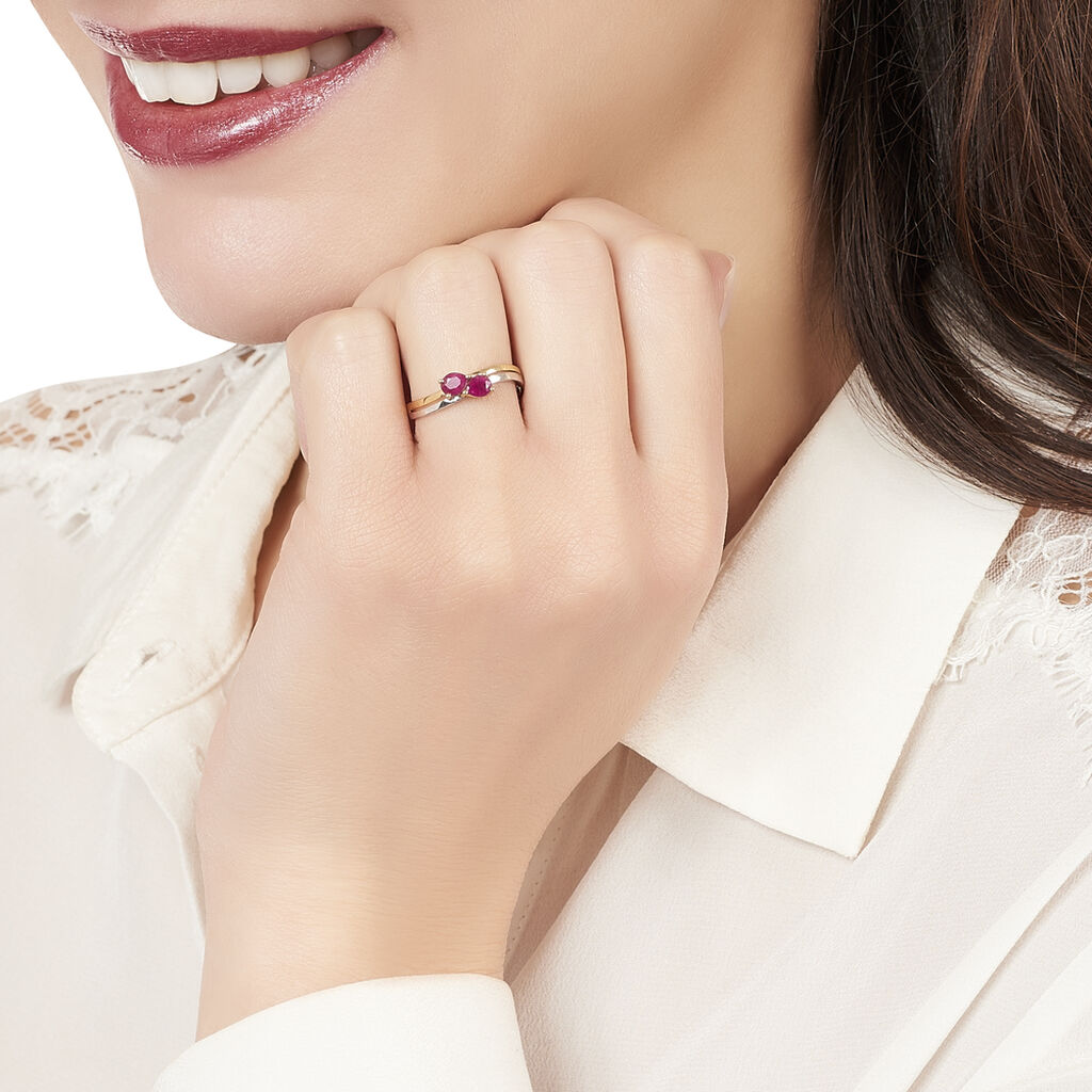 Bague Leila Or Bicolore Rubis - Bagues avec pierre Femme | Histoire d’Or