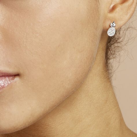 Boucles D'oreilles Puces Harold Argent Blanc Oxyde De Zirconium - Boucles d'oreilles fantaisie Femme | Histoire d’Or