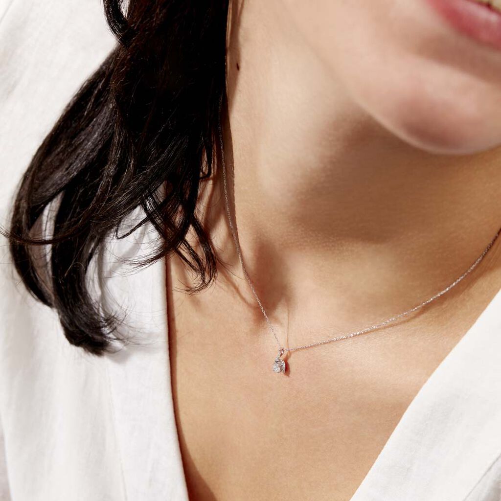 Collier Vrille Accompagnee Or Blanc Diamant - Colliers Femme | Histoire d’Or