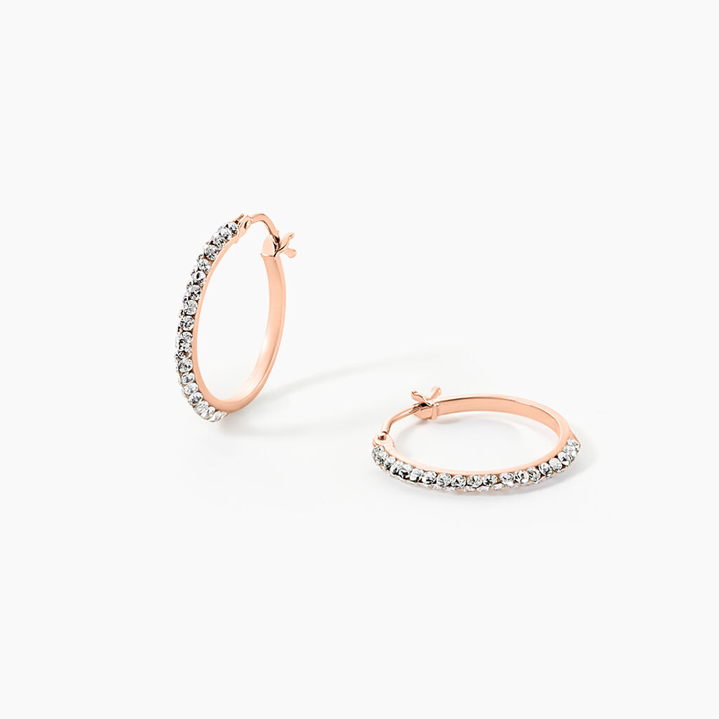 Cr&eacute;oles Sandrine Or Rose Strass - Boucles d'oreilles cr&eacute;oles Femme | Histoire d&rsquo;Or