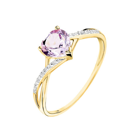 Bague Clothilde Or Jaune Amethyste Et Oxyde De Zirconium - Bagues Coeur Femme | Histoire d’Or