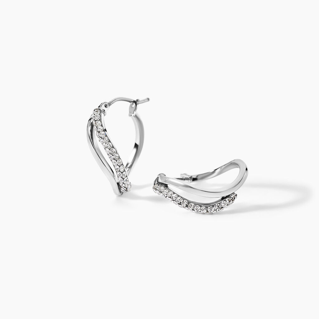 Cr&eacute;oles Hekate Or Blanc Strass - Boucles d'oreilles cr&eacute;oles Femme | Histoire d&rsquo;Or