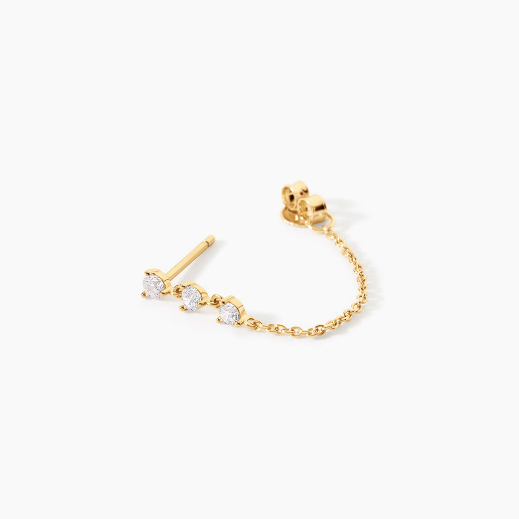 Boucles D'Oreilles Pendantes Orion Argent Dor&eacute; A L'Or 750/1000 Oxyde De Zirconium - Boucles d'oreilles pendantes Femme | Histoire d&rsquo;Or