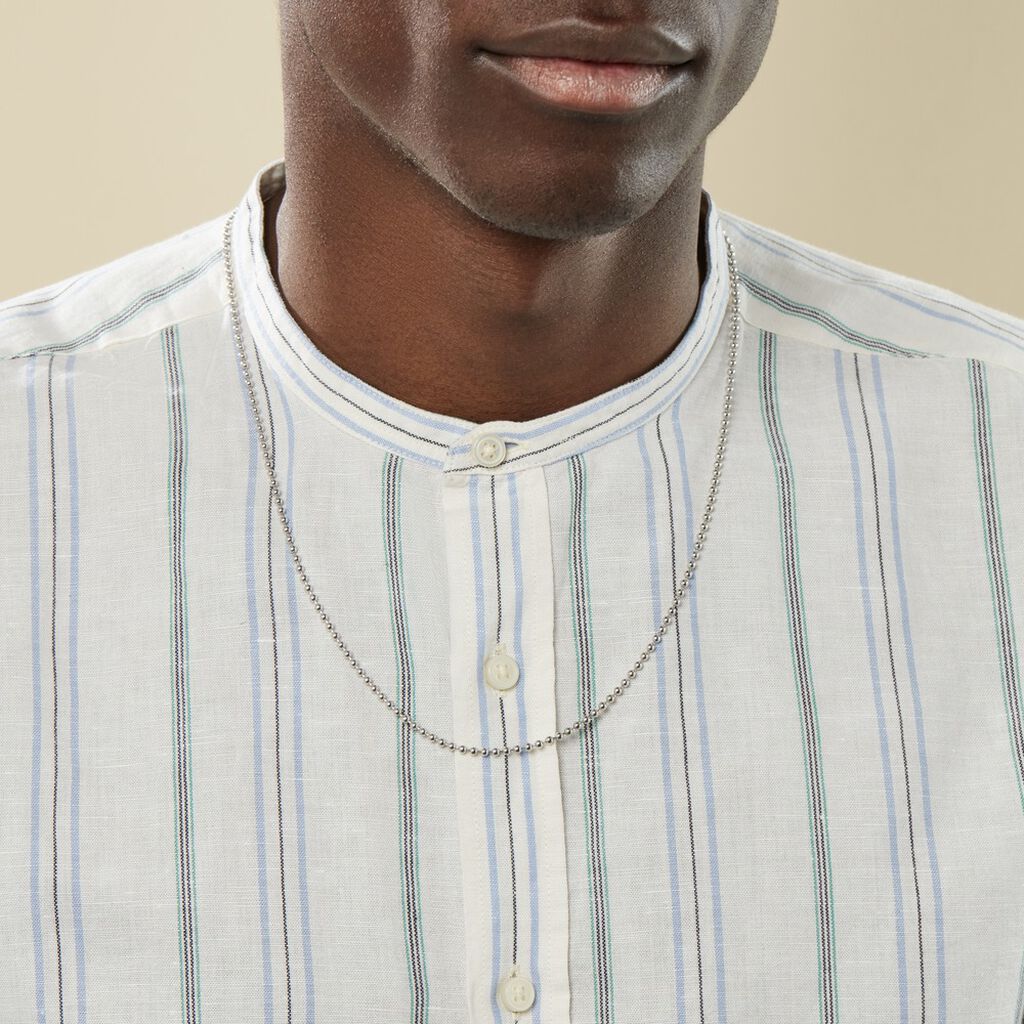Collier Nateo Boules Argent Blanc - Colliers fantaisie Homme | Histoire d’Or