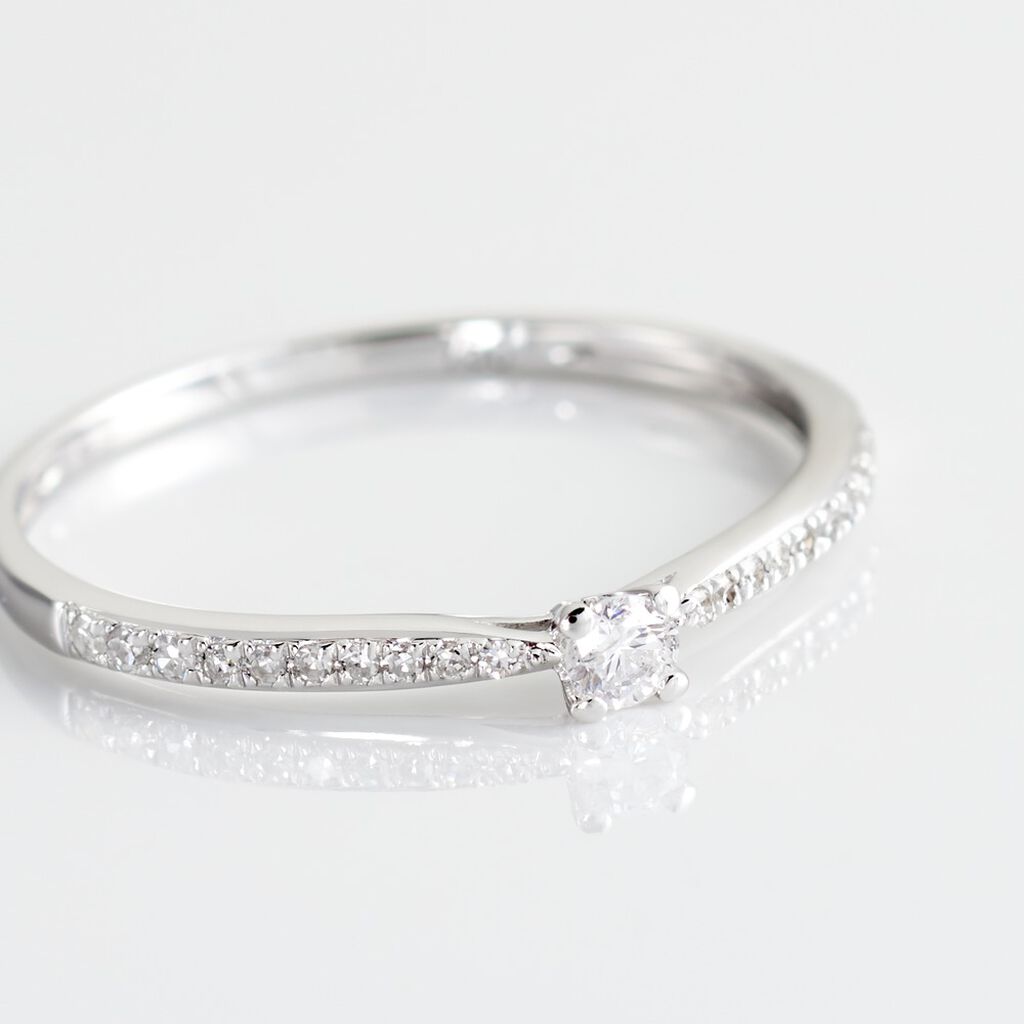 Bague Solitaire Hemera Or Blanc Diamant - Bagues solitaires Femme | Histoire d&rsquo;Or