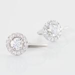 Boucles D'oreilles Pendantes Mentoura Or Blanc Diamant Synth&eacute;tique - Boucles d'oreilles pendantes Femme | Histoire d&rsquo;Or
