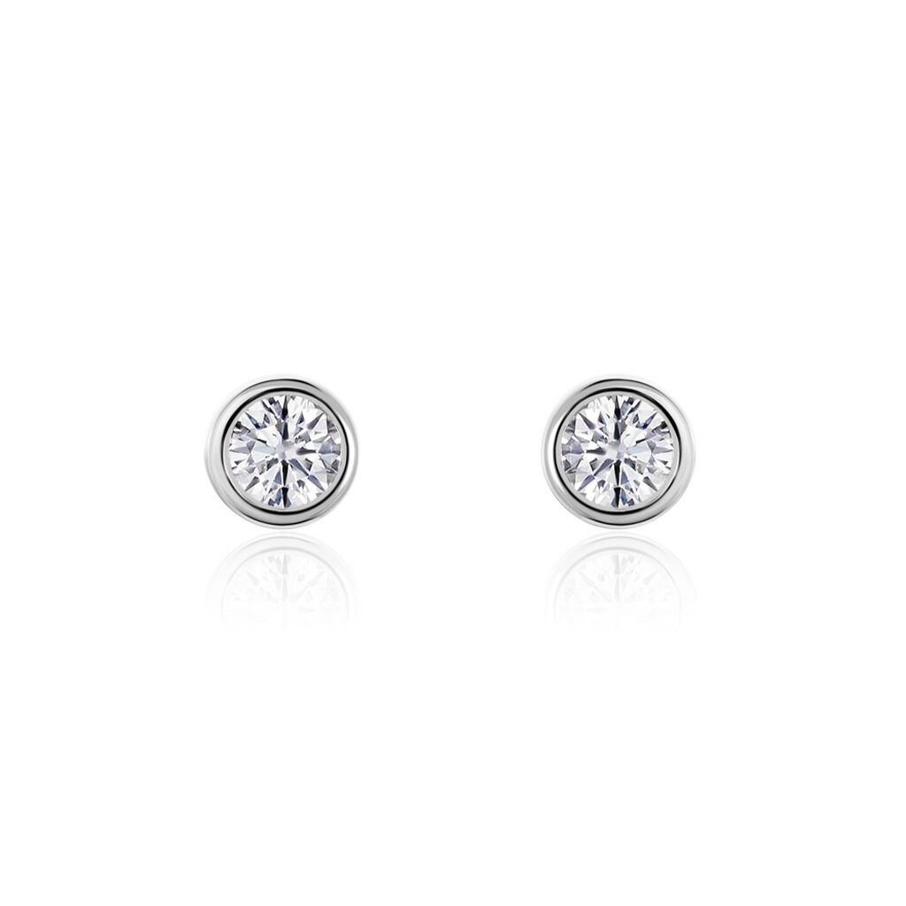 Boucles D'oreilles Puces Or Blanc Agota Diamants - Clous d'oreilles Femme | Histoire d’Or