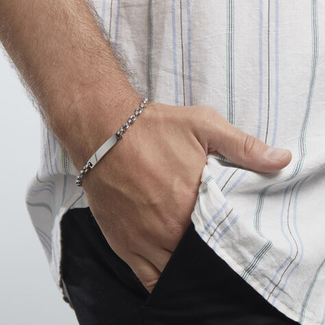 Bracelet Identite Acier Blanc Daryl - Gourmettes Homme | Histoire d’Or