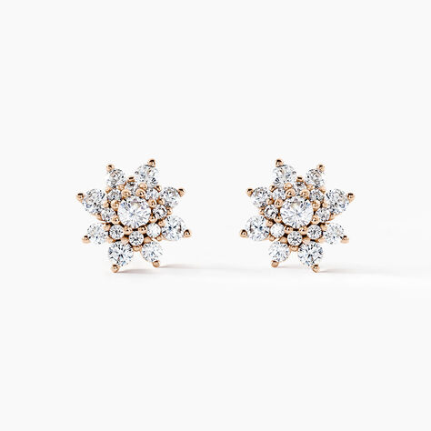 Boucles D'oreilles Puces Lorraine Argent Rose Oxyde De Zirconium - Boucles d'oreilles fantaisie Femme | Histoire d’Or