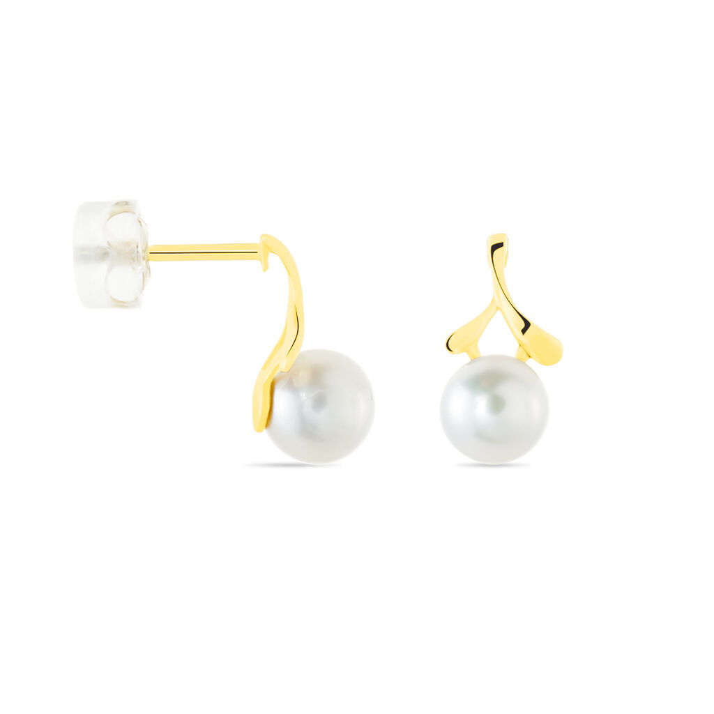 Boucles D'oreilles Pendantes Campanule Or Jaune Perle De Culture - Boucles d'oreilles pendantes Femme | Histoire d’Or