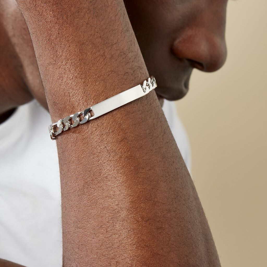 Bracelet Identité Vivian Argent Blanc - Gourmettes Homme | Histoire d’Or
