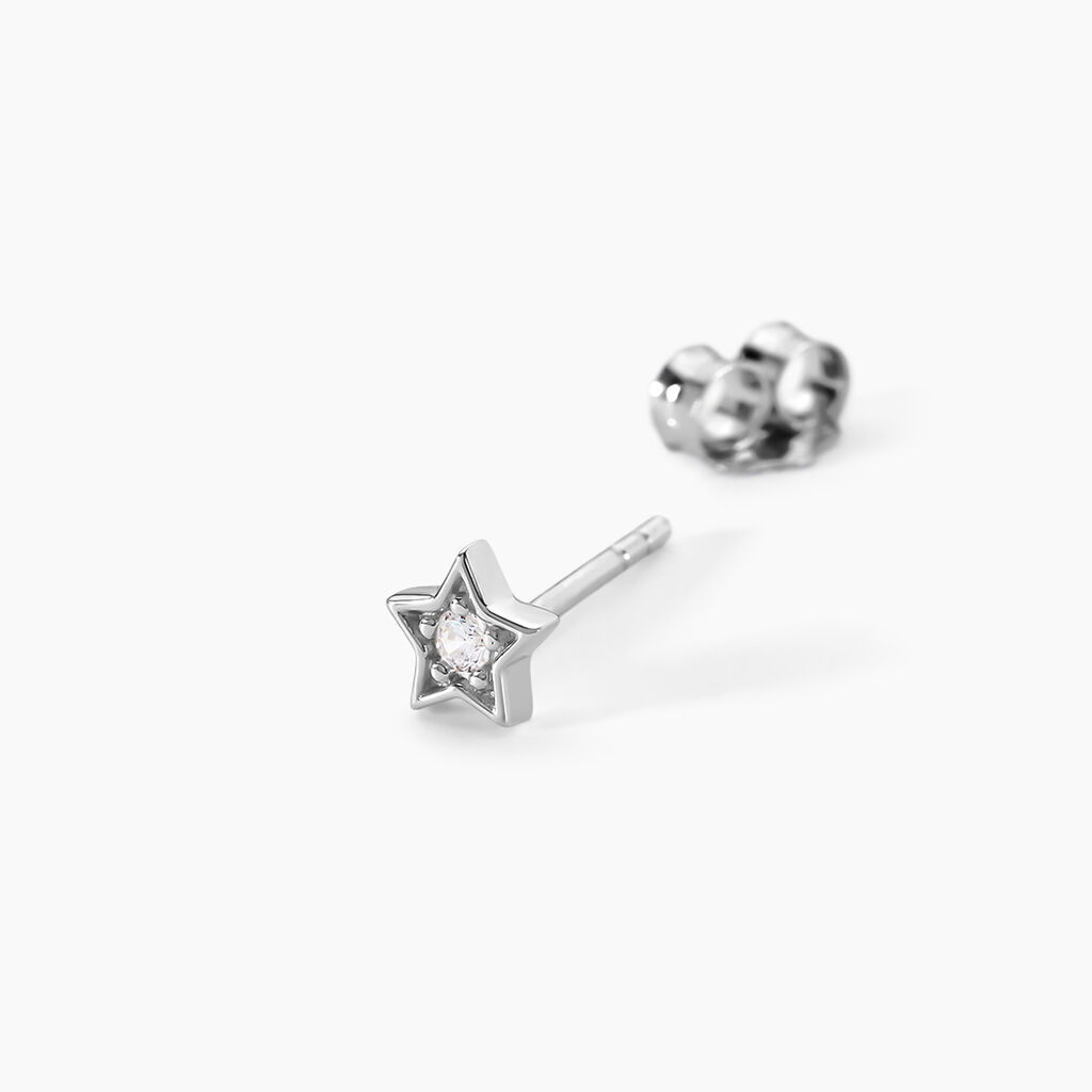 Boucles D'oreilles Puces Saya Argent Blanc Oxyde De Zirconium - Boucles d'oreilles fantaisie Femme | Histoire d&rsquo;Or