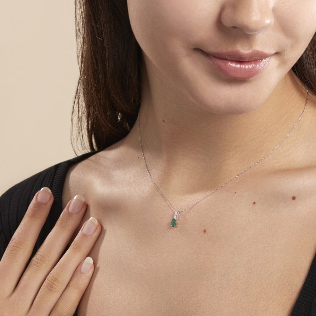 Collier Andrea Or Blanc Emeraude Et Diamant - Colliers Femme | Histoire d’Or
