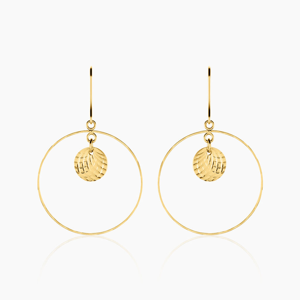 Boucles D'oreilles Pendantes Iakopa Acier Jaune - Boucles d'oreilles fantaisie Femme | Histoire d’Or