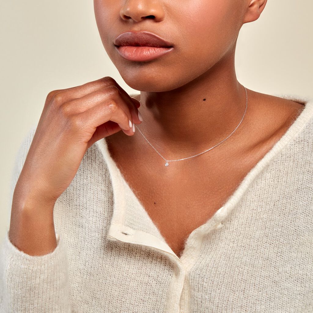 Collier Mon 1er Diamant Or Blanc Diamant - Colliers Femme | Histoire d’Or