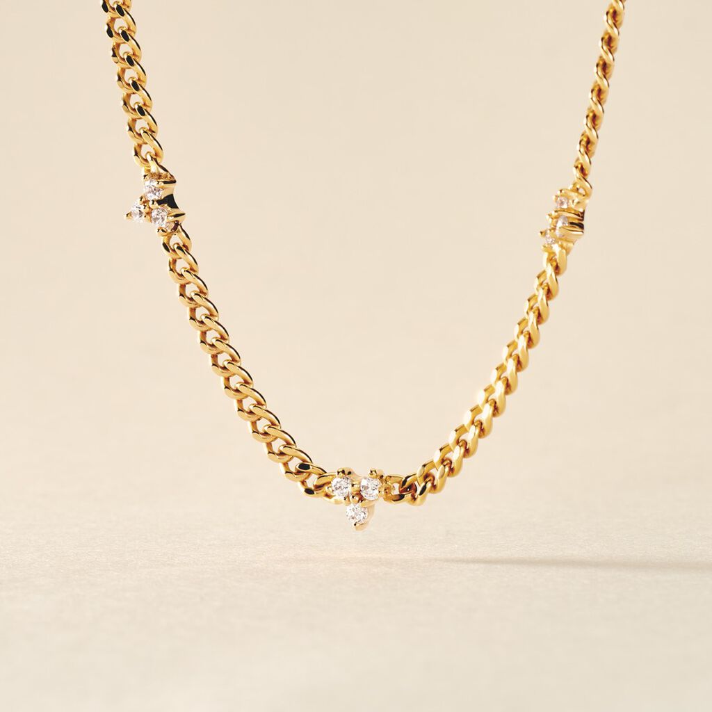 Collier Urban Flower Plaqué Or Jaune Oxyde De Zirconium - Ras de cou Femme | Histoire d’Or