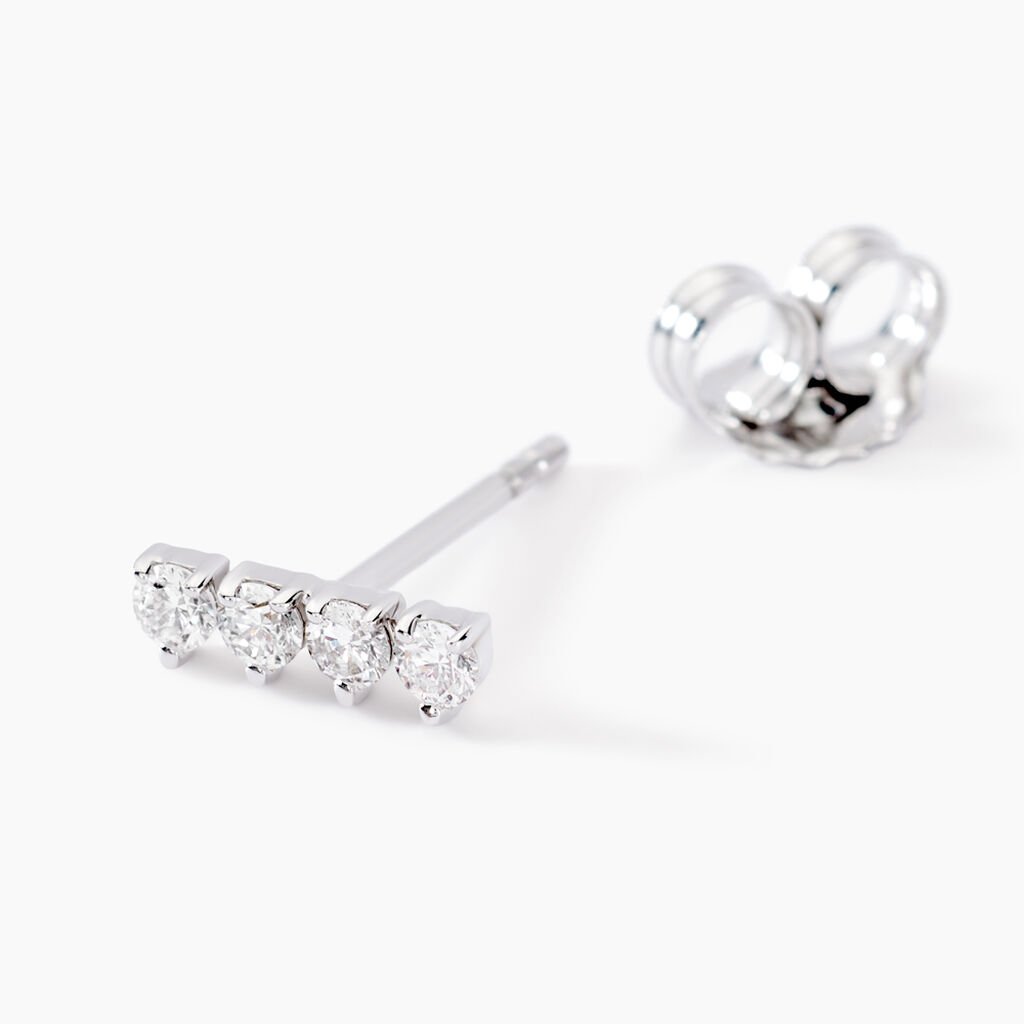 Boucles D'oreilles Puces Blitalia Or Blanc Diamant Synth&eacute;tique - Clous d'oreilles Femme | Histoire d&rsquo;Or
