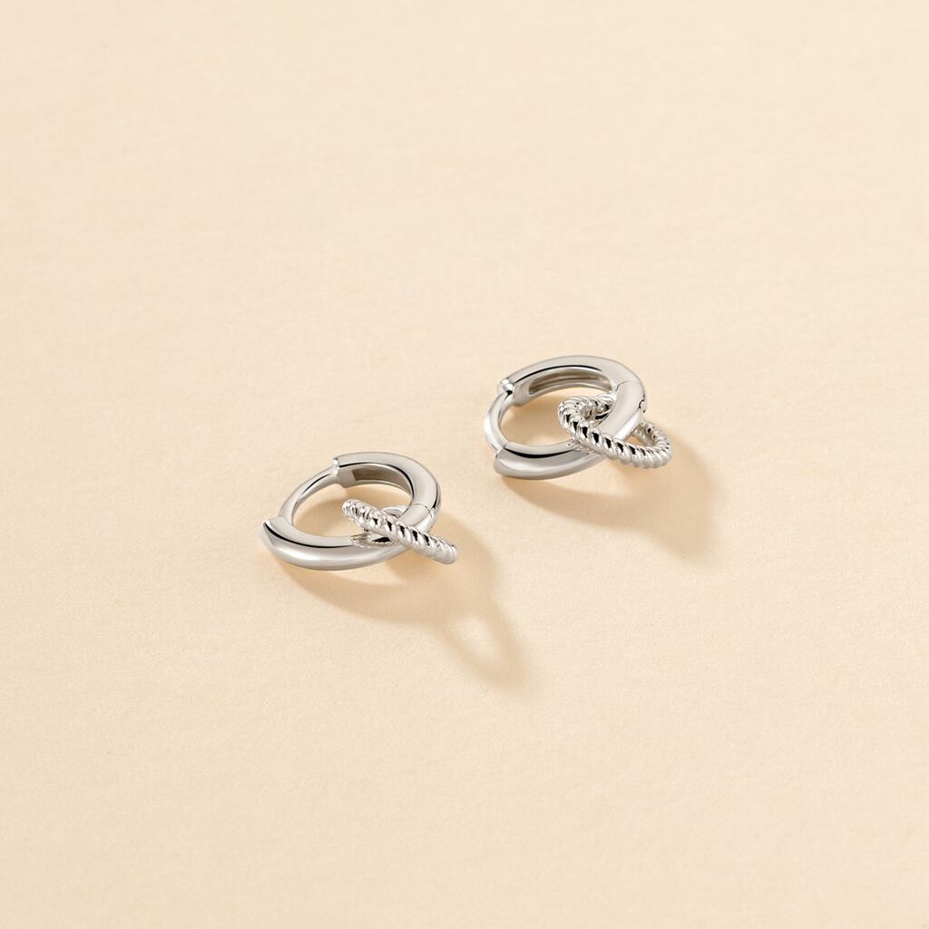Créoles Sirkel Argent Blanc - Boucles d'oreilles créoles Femme | Histoire d’Or