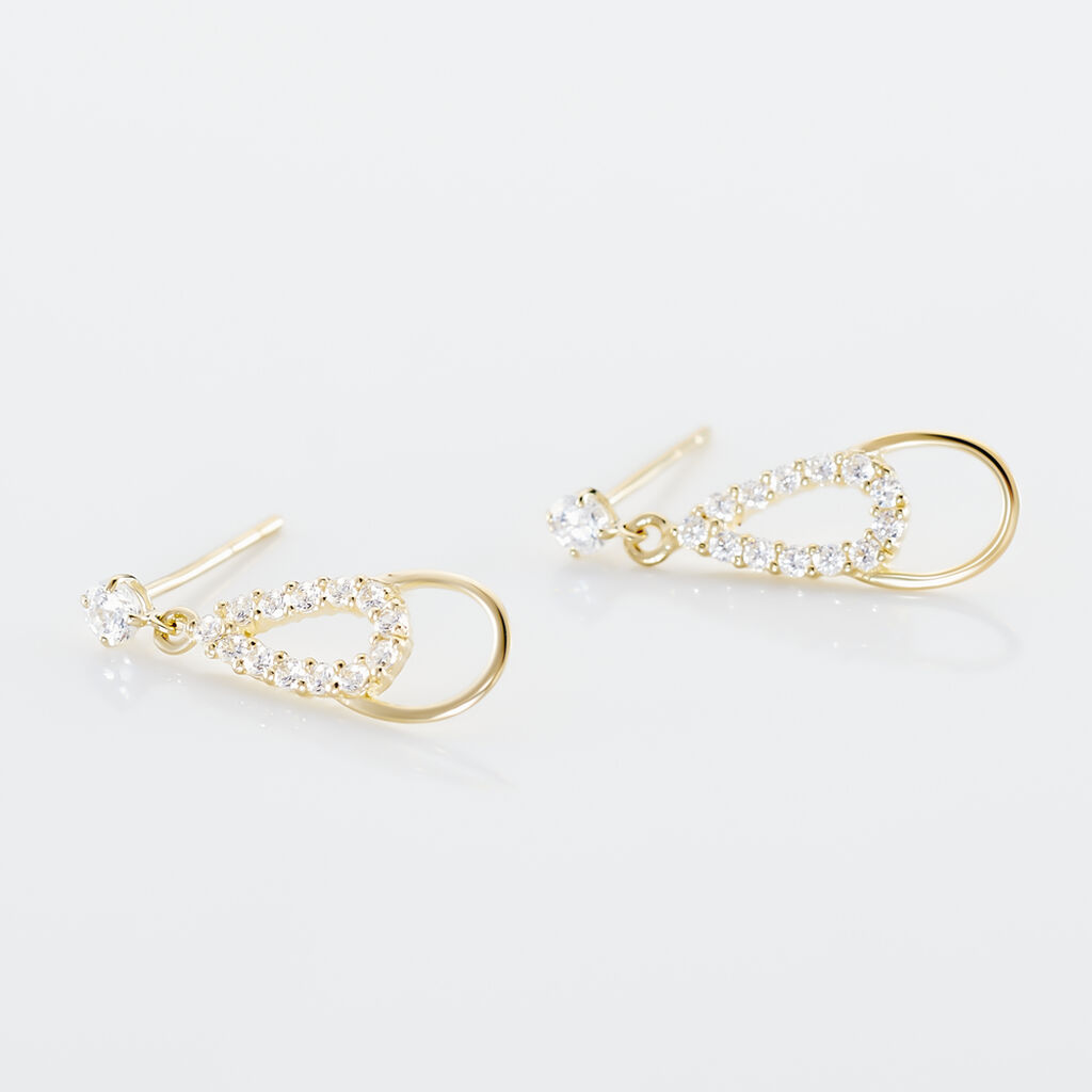 Boucles D'oreilles Pendantes Britain Or Jaune Oxyde De Zirconium - Boucles d'oreilles pendantes Femme | Histoire d’Or