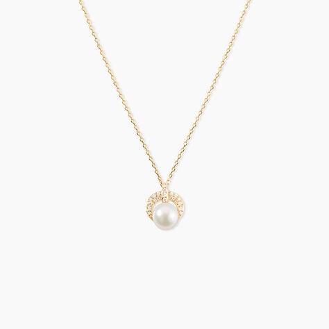 Collier Aloys Or Jaune Perle De Culture Et Oxyde De Zirconium - Colliers Femme | Histoire d&rsquo;Or