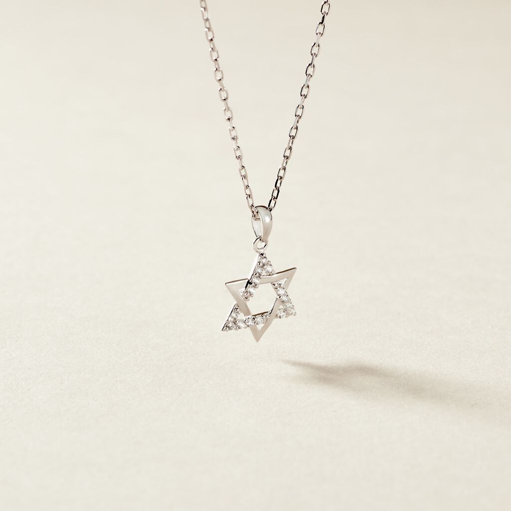 Pendentif Faye Or Blanc Oxyde De Zirconium - Pendentifs Baptême Famille | Histoire d’Or