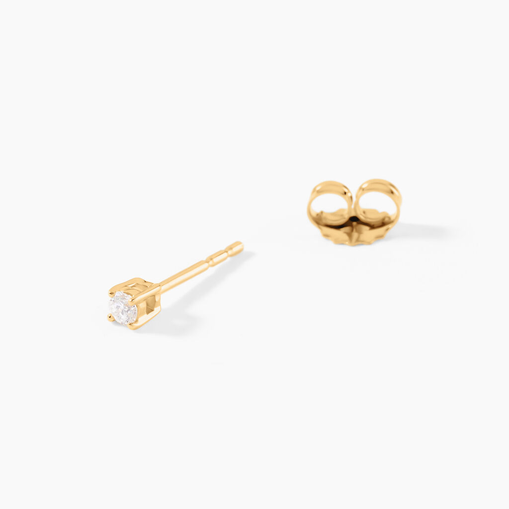 Boucles D'Oreilles Puces One Or Jaune Diamants - Clous d'oreilles Femme | Histoire d&rsquo;Or