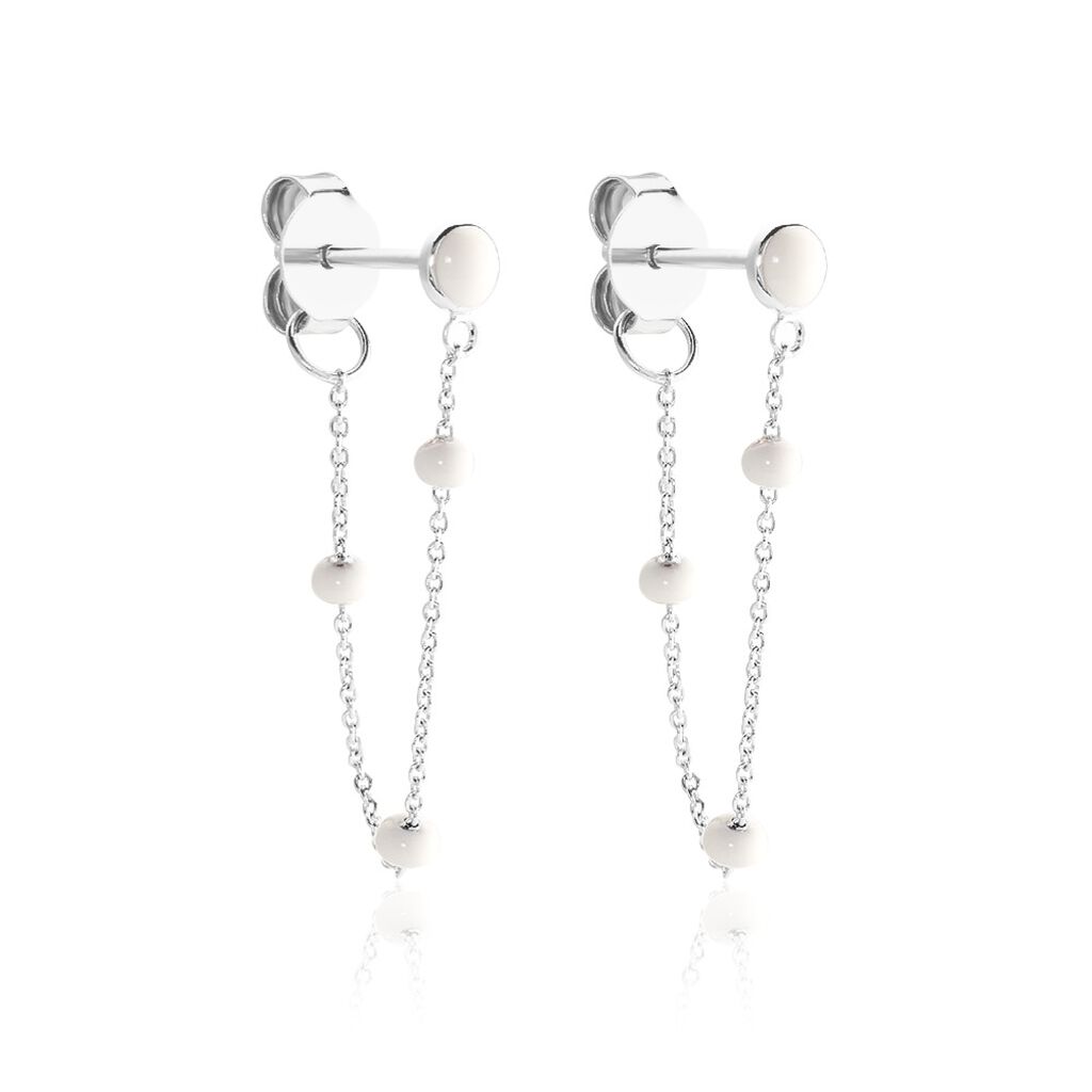 Boucles D'oreilles Pendantes Polka Argent Blanc - Boucles d'oreilles fantaisie Femme | Histoire d&rsquo;Or
