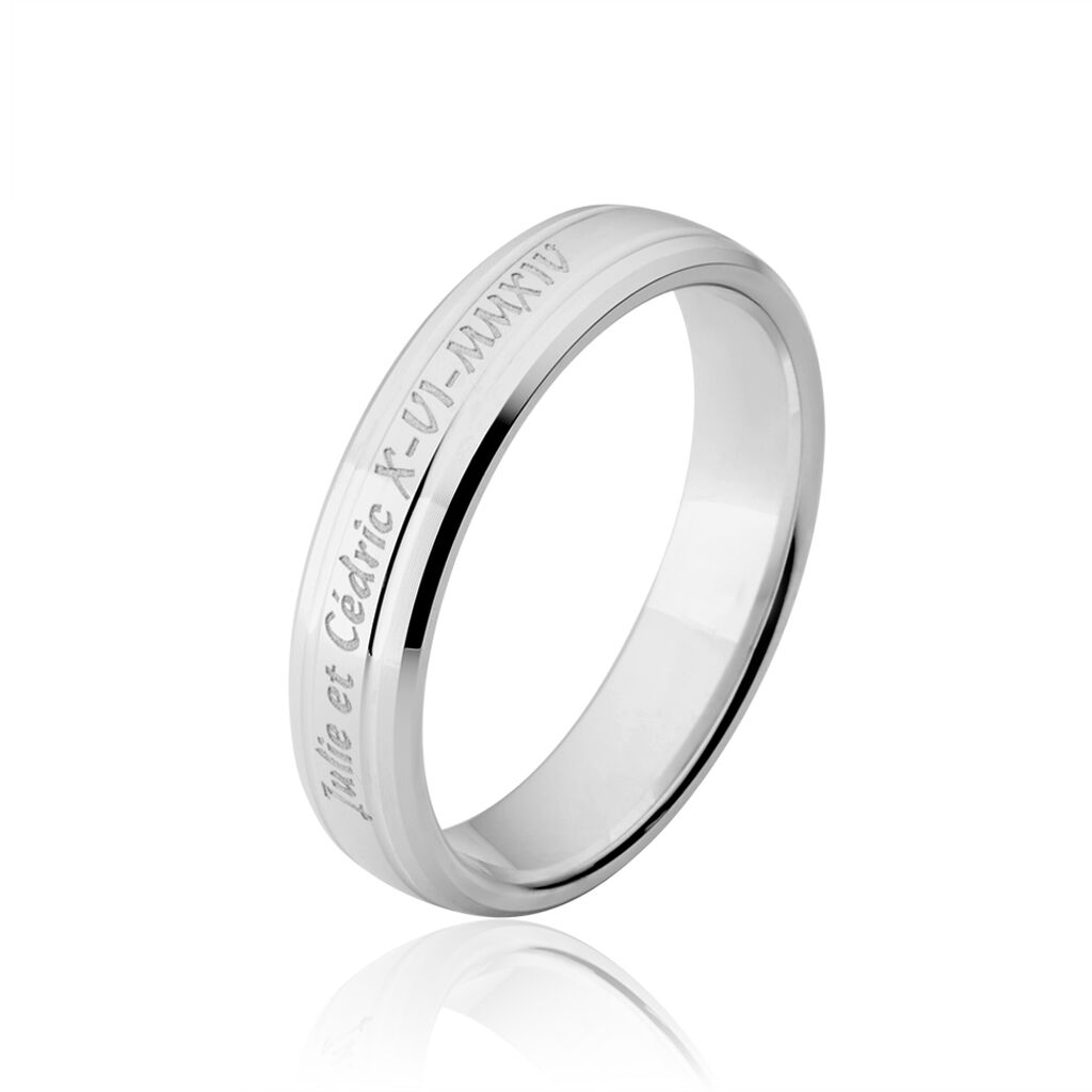 Alliance Fleur De Peau Demi Jonc Classique Or Blanc - Alliances Unisex | Histoire d&rsquo;Or