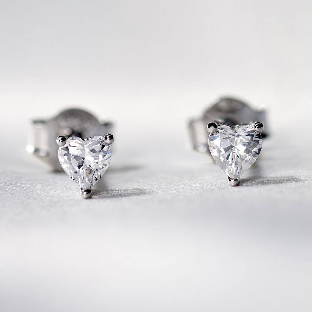 Boucles D'oreilles Puces Breana Argent Blanc Oxyde De Zirconium - Boucles d'oreilles fantaisie Femme | Histoire d&rsquo;Or