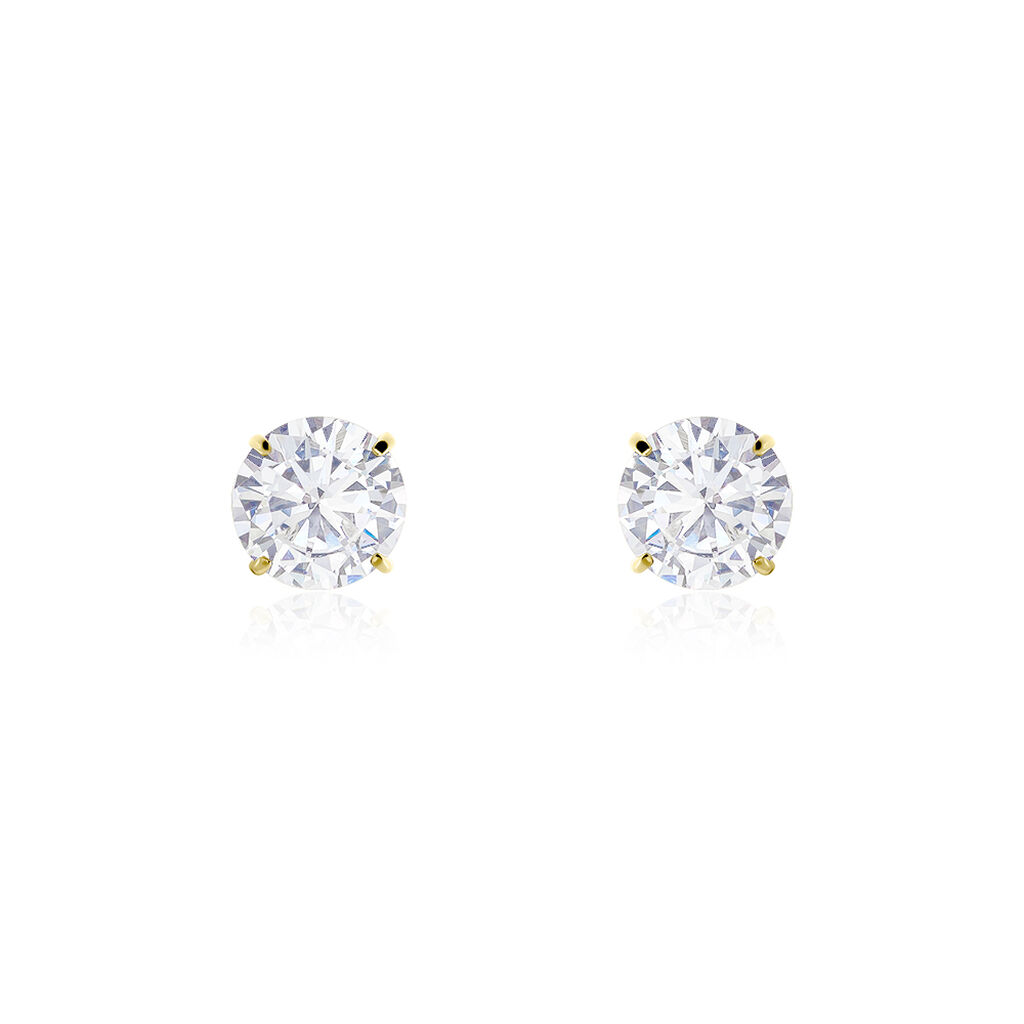 Boucles D'oreilles Puces Or Jaune Katherina Oxyde De Zirconium - Clous d'oreilles Femme | Histoire d’Or