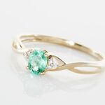 Bague Or Jaune Cassie Emeraude Et Diamant - Bagues solitaires Femme | Histoire d&rsquo;Or