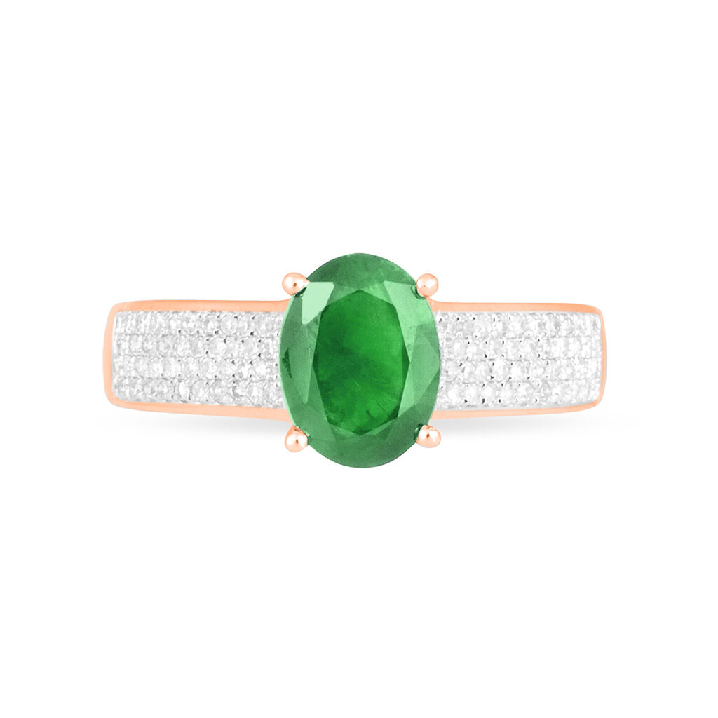 Bague Crista Or Rose Emeraude Et Diamant - Bagues solitaires Femme | Histoire d’Or