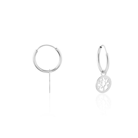Créoles Isabel Argent Blanc - Boucles d'oreilles créoles Femme | Histoire d’Or