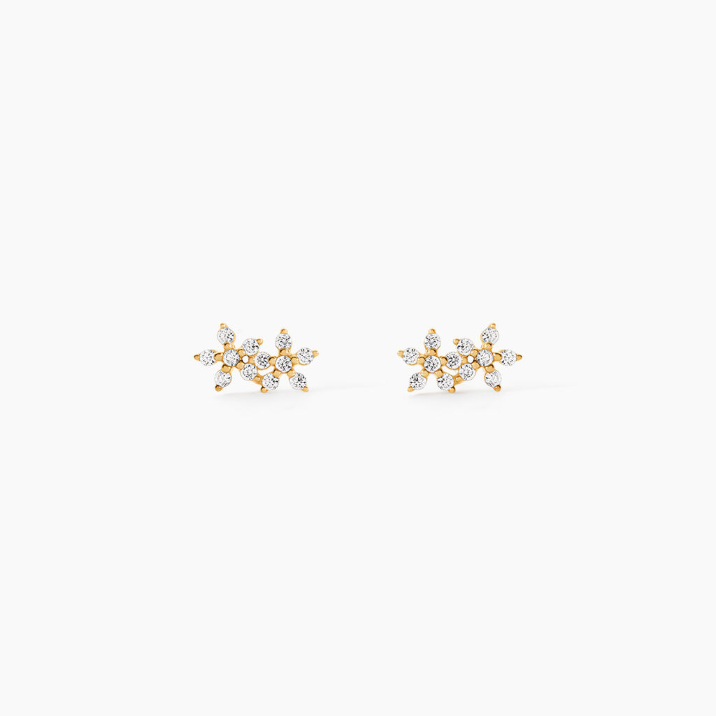 Boucles D'Oreilles Puces Muiris Or Jaune Oxyde De Zirconium - Clous d'oreilles Femme | Histoire d&rsquo;Or